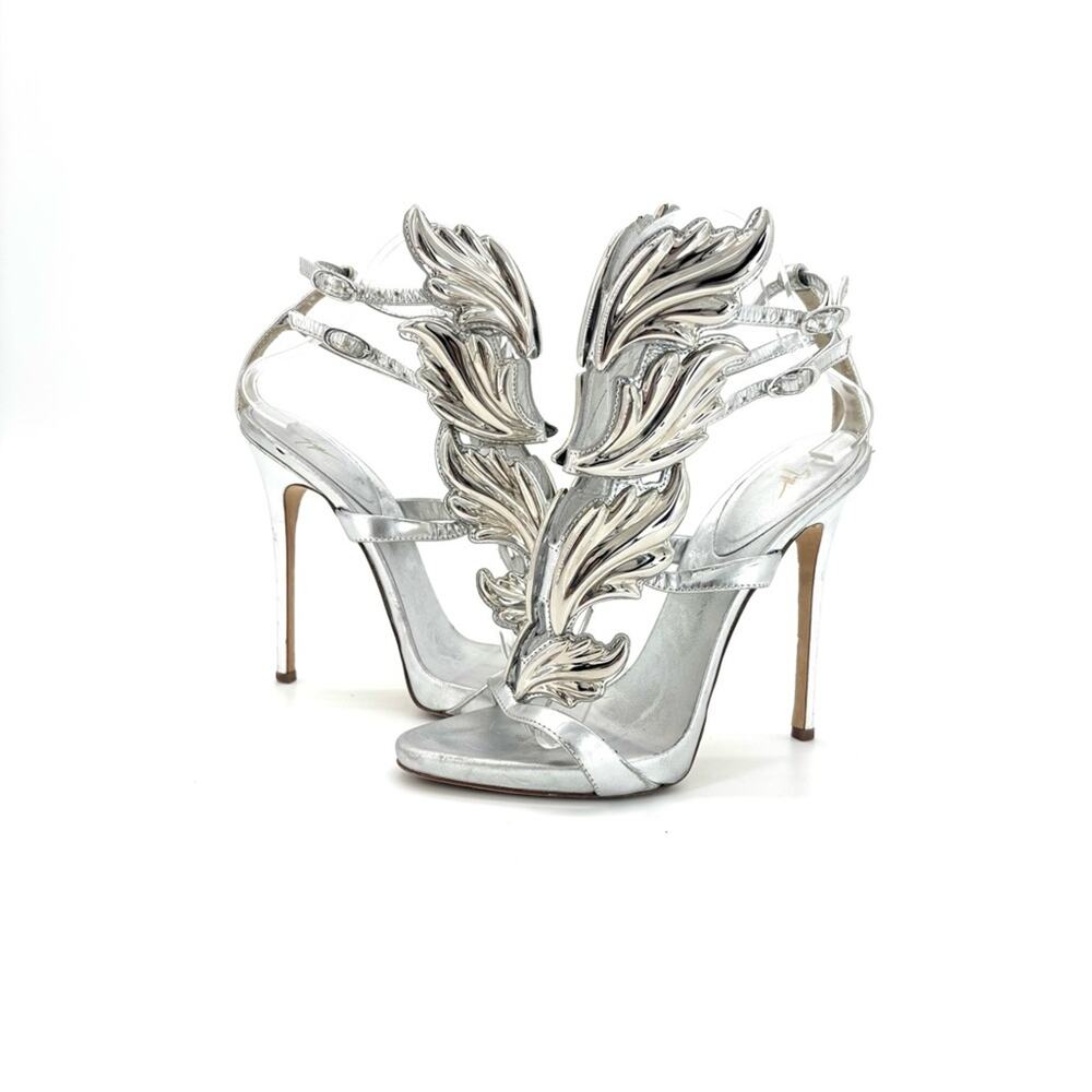 Giuseppe Zanotti Cruel Coline Silver Metal Wing Strappy Stiletto Sandals 38 - Picture 3 of 9